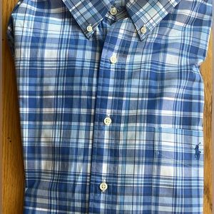 Ralph Lauren Mens XLT/XGL Blue White Plaid Oxford Classic Fit, Like New!